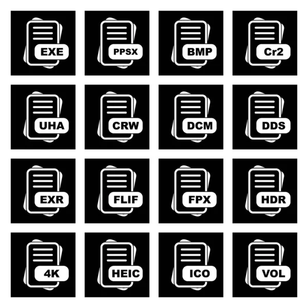 Zestaw Ikon Formatu Pliku Ilustracja Wektora — Wektor stockowy