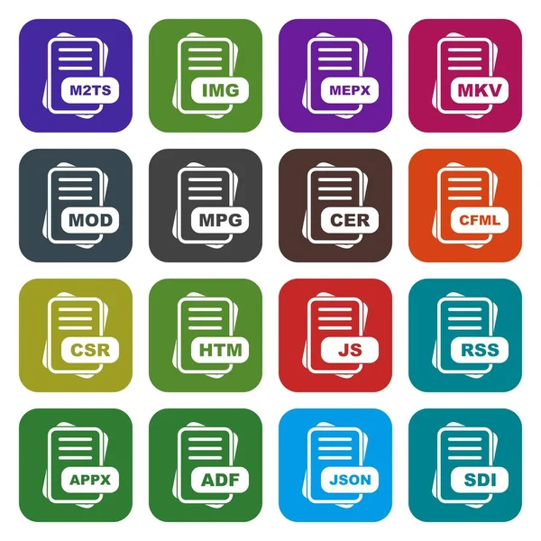 Set File Format Icons Vector Illustration — Stock Vector