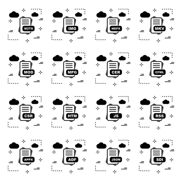 Set Icone Formato File Illustrazione Vettoriale — Vettoriale Stock