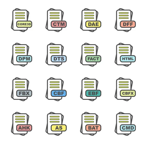 Set Von Dateiformat Symbolen Vektorillustration — Stockvektor