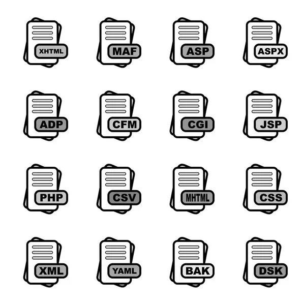 Set File Format Icons Vector Illustration — Stock Vector