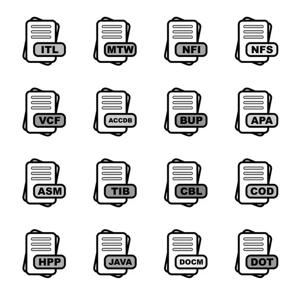 Set File Format Icons Vector Illustration — Stock Vector