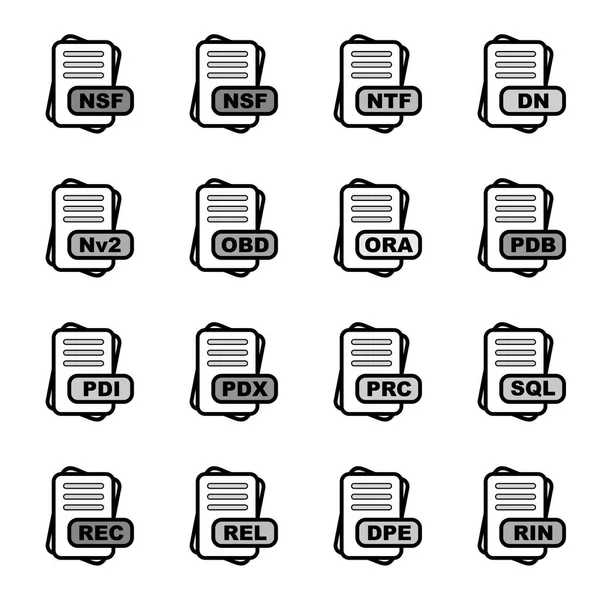 Set File Format Icons Vector Illustration — Stock Vector