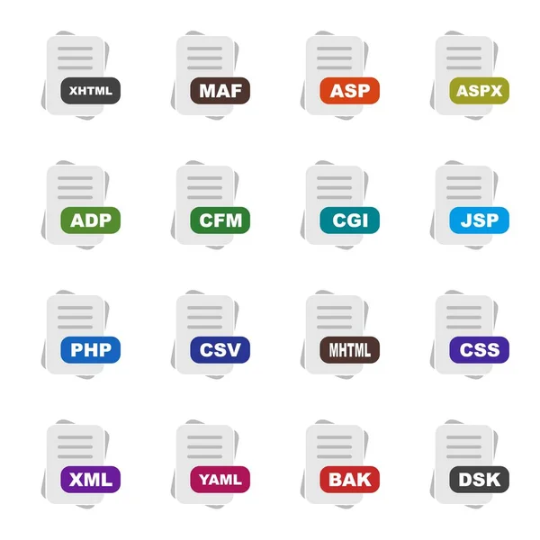 Set Von Dateiformat Symbolen Vektorillustration — Stockvektor