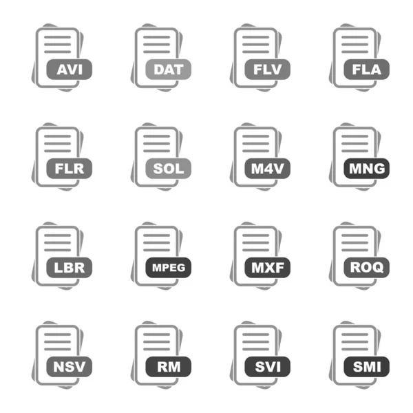 Set Von Dateiformat Symbolen Vektorillustration — Stockvektor