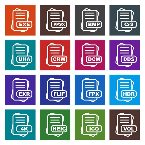 Conjunto Iconos Formato Archivo Vectorial — Vector de stock