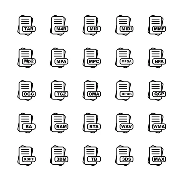 Set File Format Icons Vector Illustration — Stock Vector