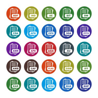  Dosya biçimi simgeleri, vektör illüstrasyonları