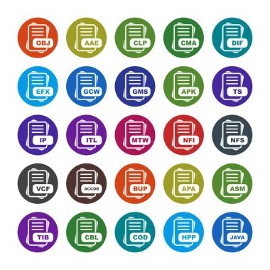  Dosya biçimi simgeleri, vektör illüstrasyonları
