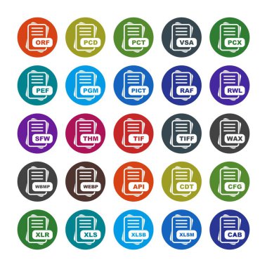  Dosya biçimi simgeleri, vektör illüstrasyonları