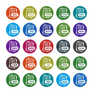  Dosya biçimi simgeleri, vektör illüstrasyonları