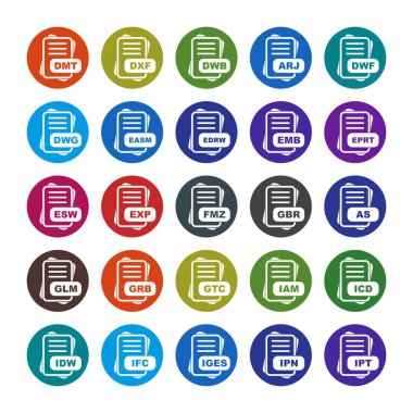  Dosya biçimi simgeleri, vektör illüstrasyonları