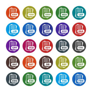  Dosya biçimi simgeleri, vektör illüstrasyonları