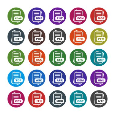  Dosya biçimi simgeleri, vektör illüstrasyonları