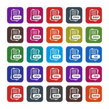  Dosya biçimi simgeleri, vektör illüstrasyonları