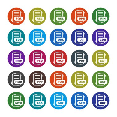  Dosya biçimi simgeleri, vektör illüstrasyonları