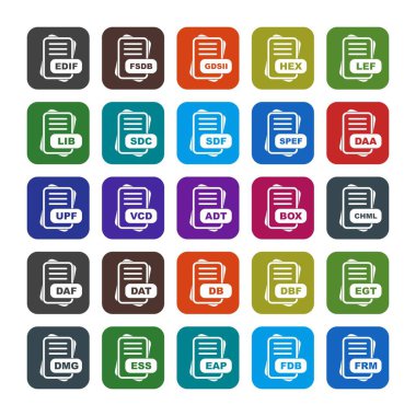  Set of vector file format icons clipart