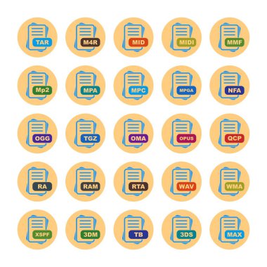  vektör dosya biçimi simgelerinin kümesi