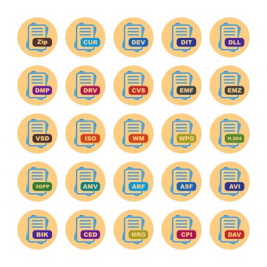  vektör dosya biçimi simgelerinin kümesi