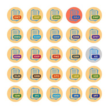  vektör dosya biçimi simgelerinin kümesi