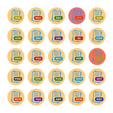  vektör dosya biçimi simgelerinin kümesi