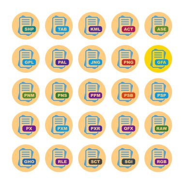  vektör dosya biçimi simgelerinin kümesi