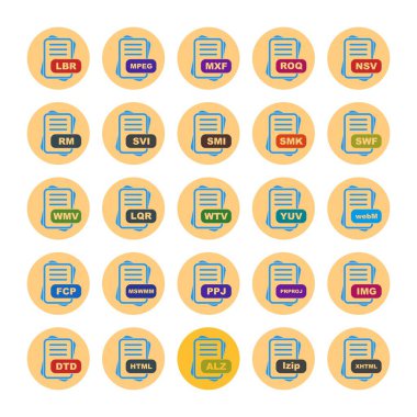  vektör dosya biçimi simgelerinin kümesi