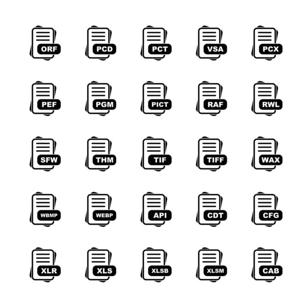 Ensemble Icônes Format Fichier Illustration Vectorielle — Image vectorielle