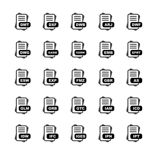 Conjunto Iconos Formato Archivo Vectorial — Vector de stock