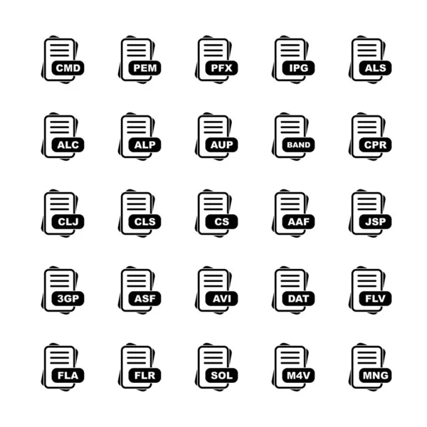 Conjunto Iconos Formato Archivo Vectorial — Vector de stock