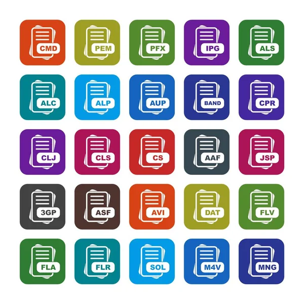 Conjunto Iconos Formato Archivo Vectorial — Vector de stock