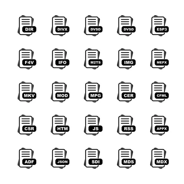 Conjunto Iconos Formato Archivo Vectorial — Vector de stock