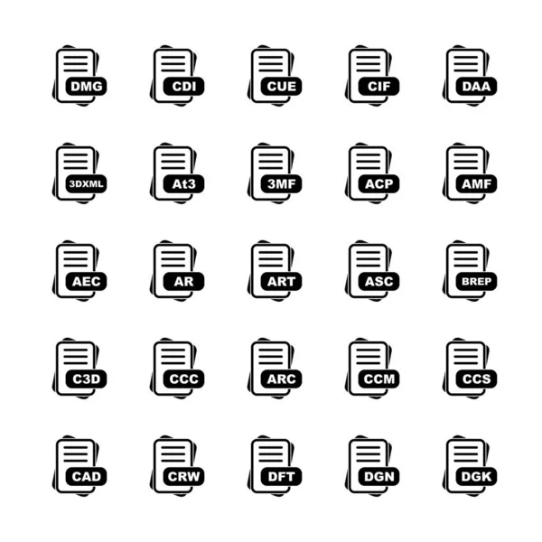 Conjunto Iconos Formato Archivo Vectorial — Vector de stock