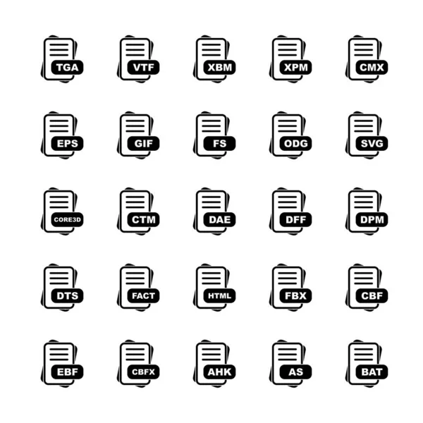 Набор Значков Векторного Формата Файла — стоковый вектор