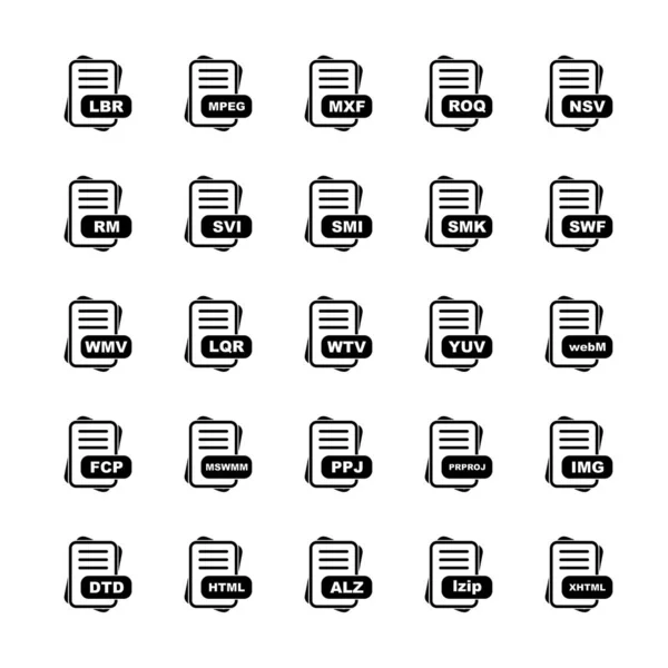 Набір Піктограм Векторного Формату Файлів — стоковий вектор