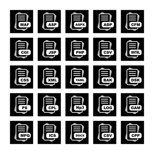 Набір Піктограм Векторного Формату Файлів — стоковий вектор