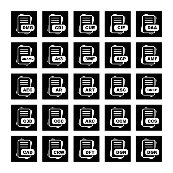 Conjunto Iconos Formato Archivo Vectorial — Vector de stock