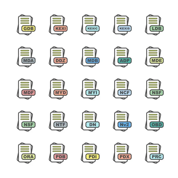 Satz Von Vektor Dateiformat Symbolen — Stockvektor