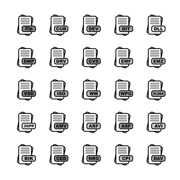 Conjunto Iconos Formato Archivo Vectorial — Vector de stock