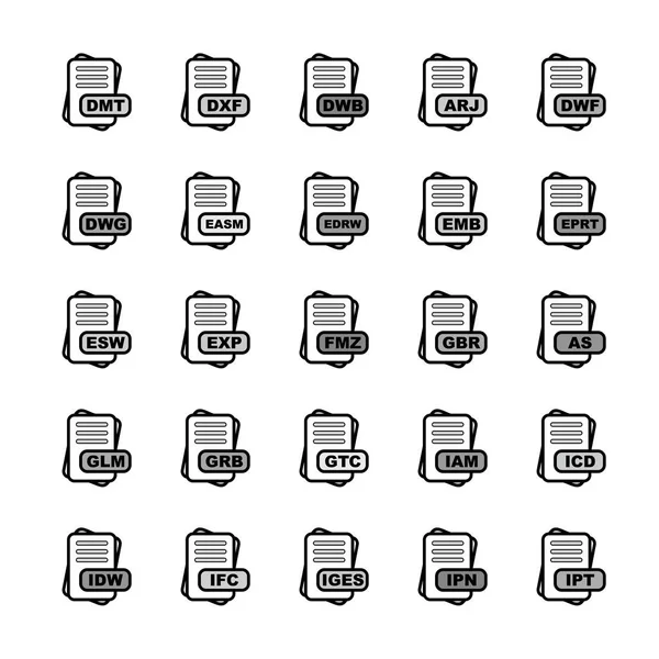 Conjunto Iconos Formato Archivo Vectorial — Vector de stock