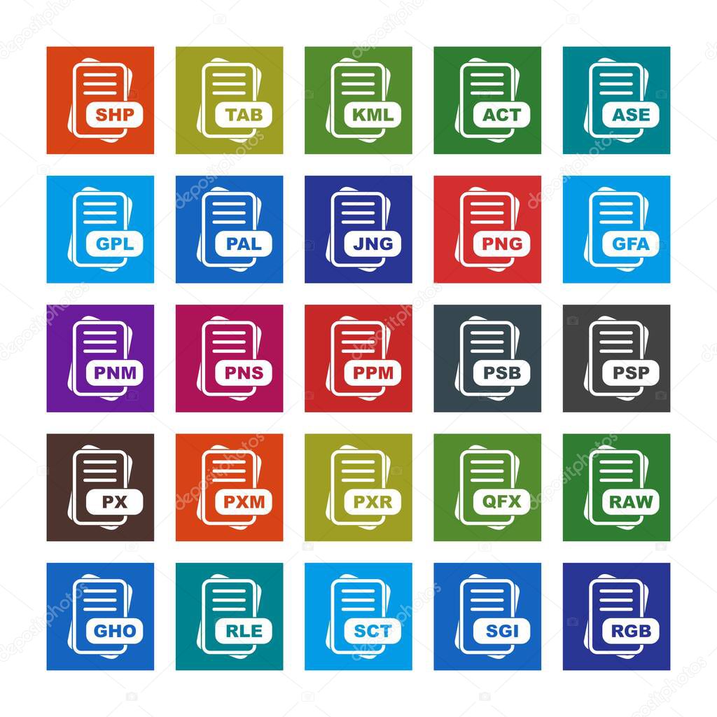  Set of vector file format icons