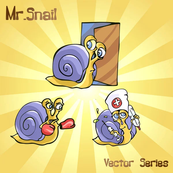 Mr. Snail with medicine. vector illustration — Stock Vector