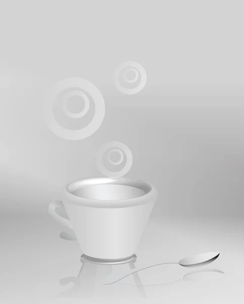 Csésze és kanál kávé füst, Idea koncepció. vektoros illusztráció — Stock Vector