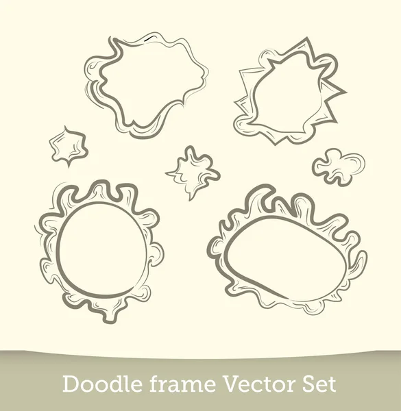 Doodle splash frame set  isolated on white background. Vector — Stock Vector