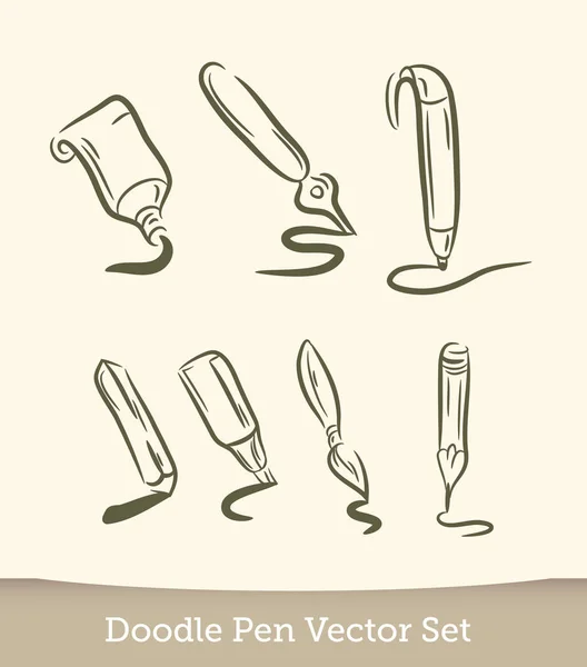 Set de lápiz doodle aislado sobre fondo blanco. Vector — Archivo Imágenes Vectoriales