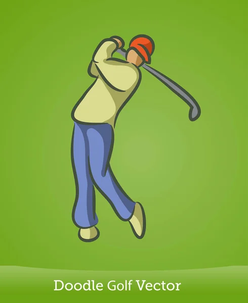 Doodle golfe isolado no fundo verde. Vetor — Vetor de Stock