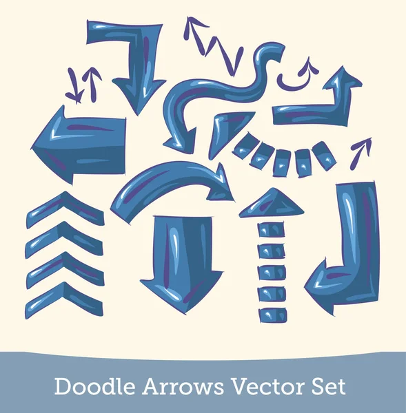 涂鸦箭头设置在白色背景上隔离。向量 — 图库矢量图片