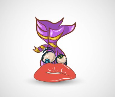 Beyaz arka planda izole dudaklar ile Doodle şeker. Vektör