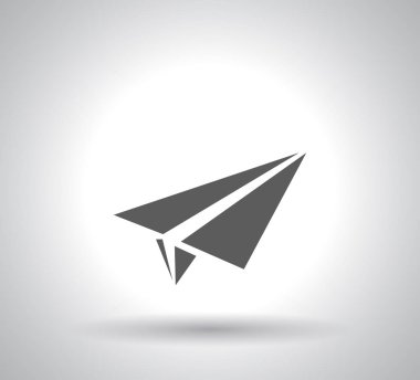 Beyaz arkaplanda kağıt uçak simgesi