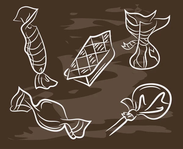 Doodle estilo caramelo duro conjunto boceto en pizarra en formato vectorial . — Archivo Imágenes Vectoriales